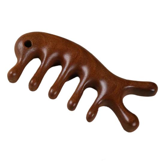 Деревянная расческа для массажа кожи головы с широкими зубцами, натуральный сандал, снятие стресса, подарок для роста волос, вьющиеся волосы