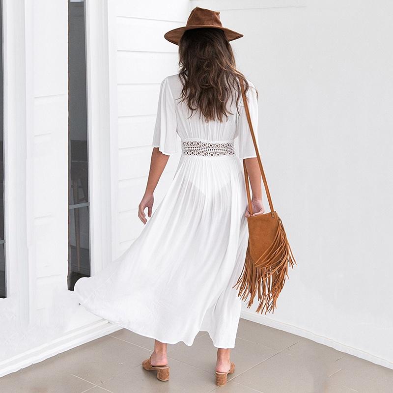 Lace Crochet Womens Bikini Beachwear Cover Up Beach Dress Summer Bathing Kaftan