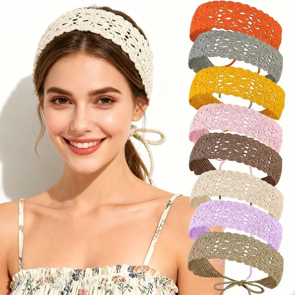 Handmade Headband Floral Head Kerchief Retro Knit Hair Band