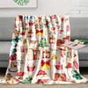 1pc Cartoon Christmas Tree & Bell Print Reversible Polyester Throw Blanket Contemporary Style
