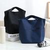 Portable Soft Thermal Lunch Bags Hidden Handle Separated Inner Bag With Bottle Pocket Waterproof Bento Box Pouch Food Storage