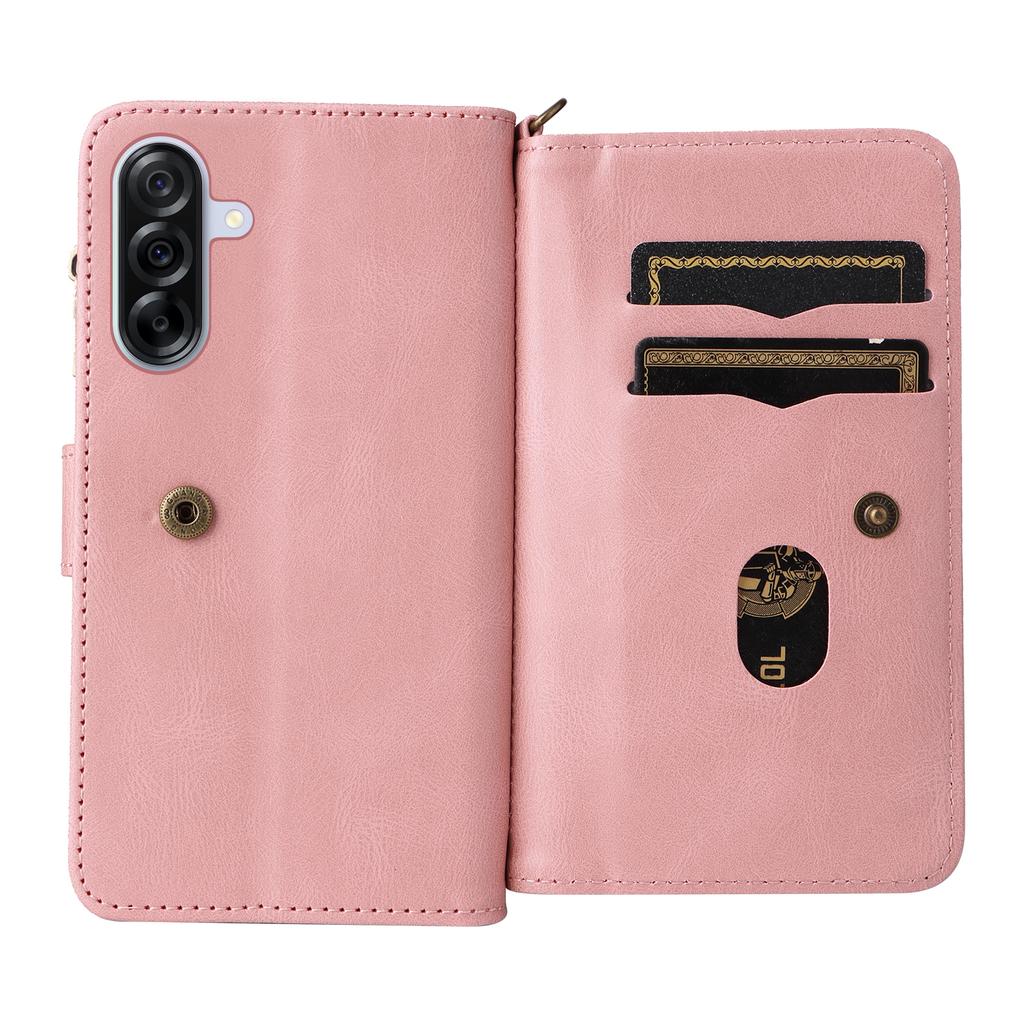 For Samsung Galaxy A56 5G/M56 5G Zipper Wallet Case with 15 Card Slots and Strap Leather Phone Cover