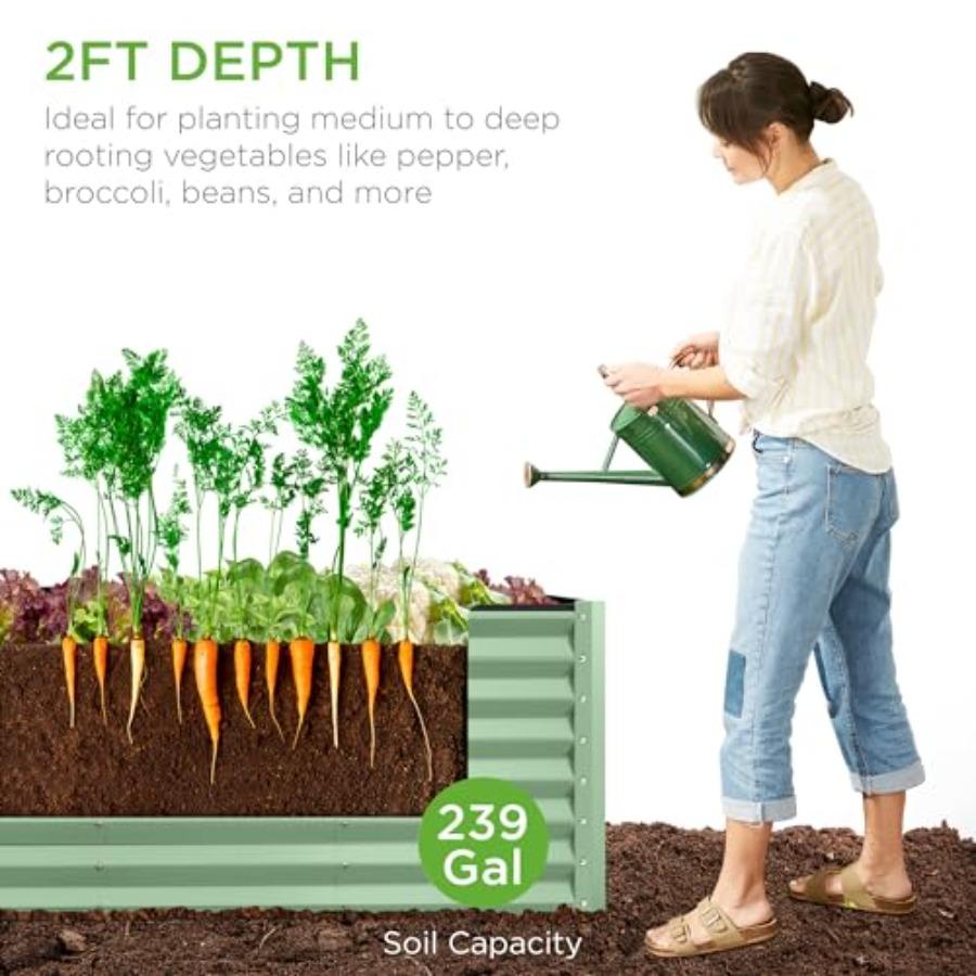 8x2x2ft Outdoor Metal Raised Garden Bed Rectangular Deep Root Planter Box for Vegetables Flowers Herbs and Succulents w 239 Gal