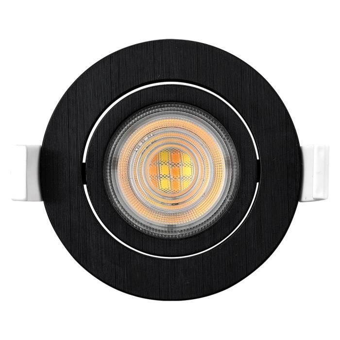 Lot de 100 spots LED encastrables 3en1 rond noir 7W IP20