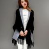 Autumn Winter Fashion Lady Tassel Knitted Shawl Sweater Women Solid Tassel Batwing Sleeve Poncho Cardigan Wrap Swing
