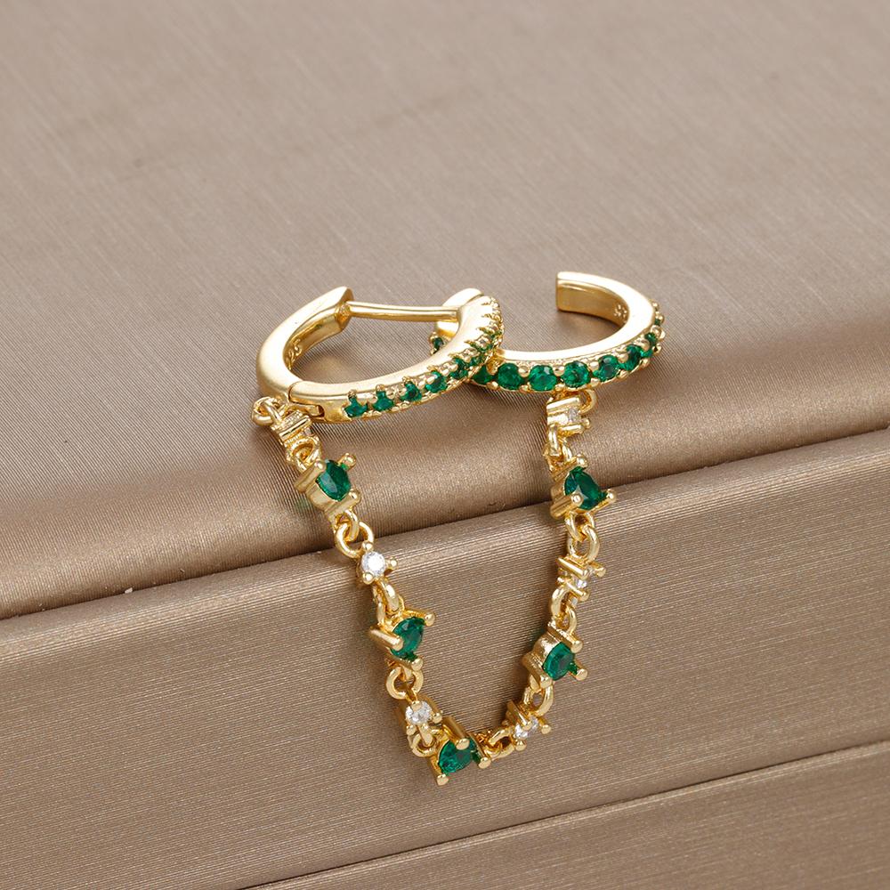 Серьги-подвески из нержавеющей стали с кристаллами CZ в Европе и Америке, модные ювелирные изделия с пряжкой для ушей, подарки на день рождения для женщин