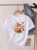 (Asian Size) Tee Top Women Sweet Flower Trend 90s Clothing Casual Short Sleeve T Shirt Fashion Print Lady Female Graphic T-shirts