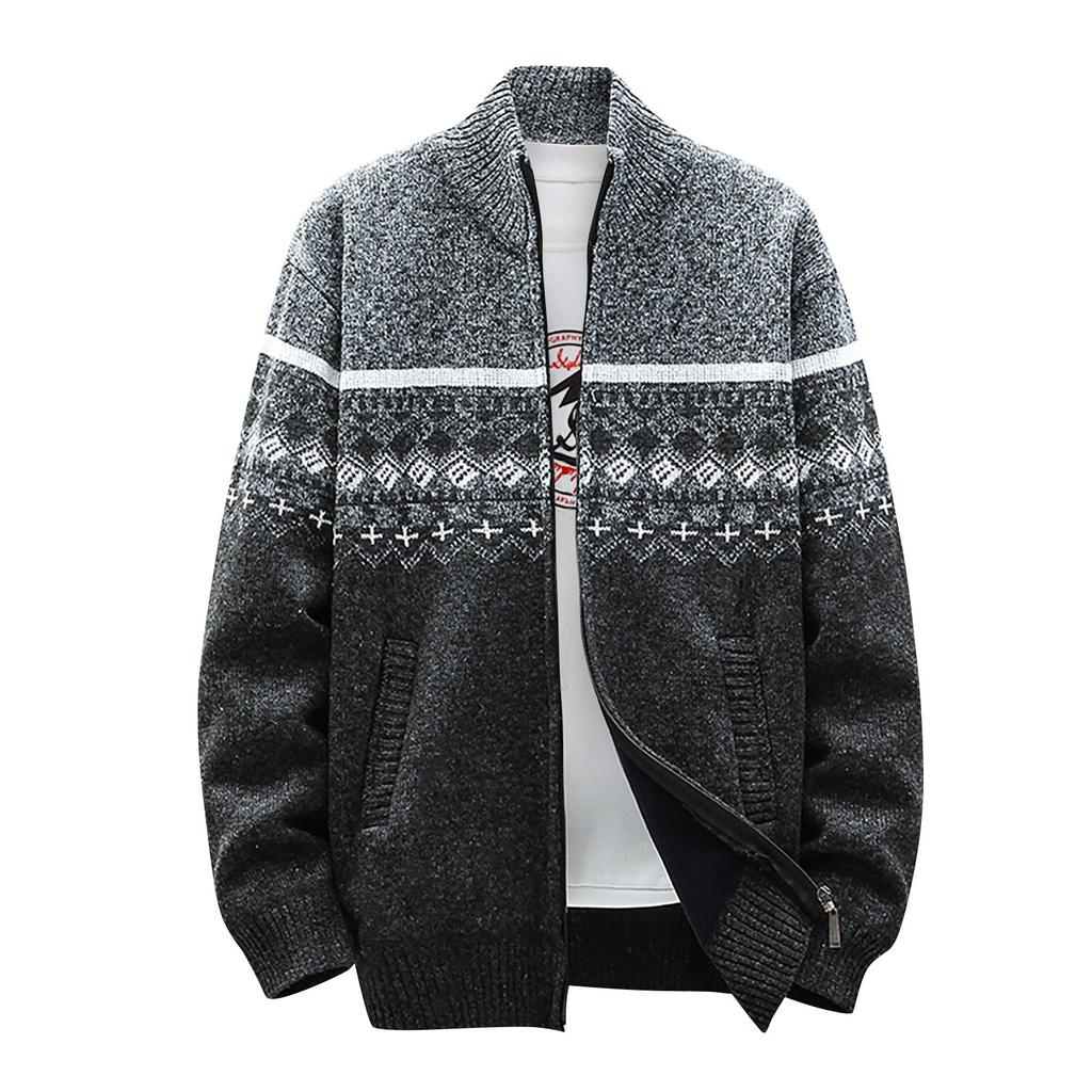 Men's Fall And Winter Casual Sweater Jacket Warm Knit Sweater Hooded Hoodie