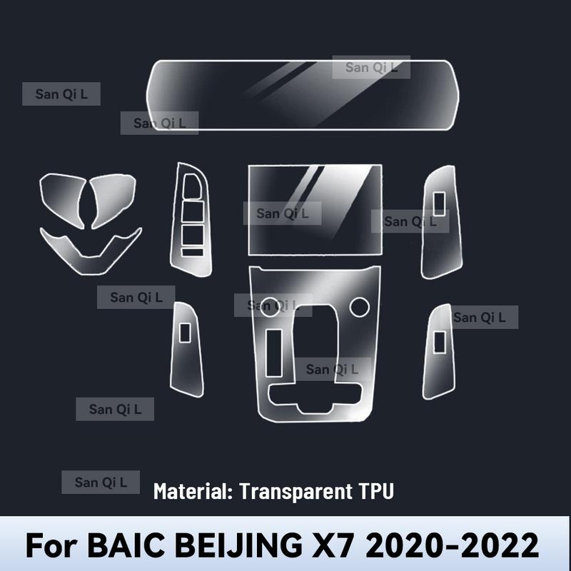 Прозрачный ТПУ для BAIC BEIJING X7 - Защитная пленка для центральной консоли, медиа-панели, навигации автомобиля - Антицарапающая пленка для интерьера