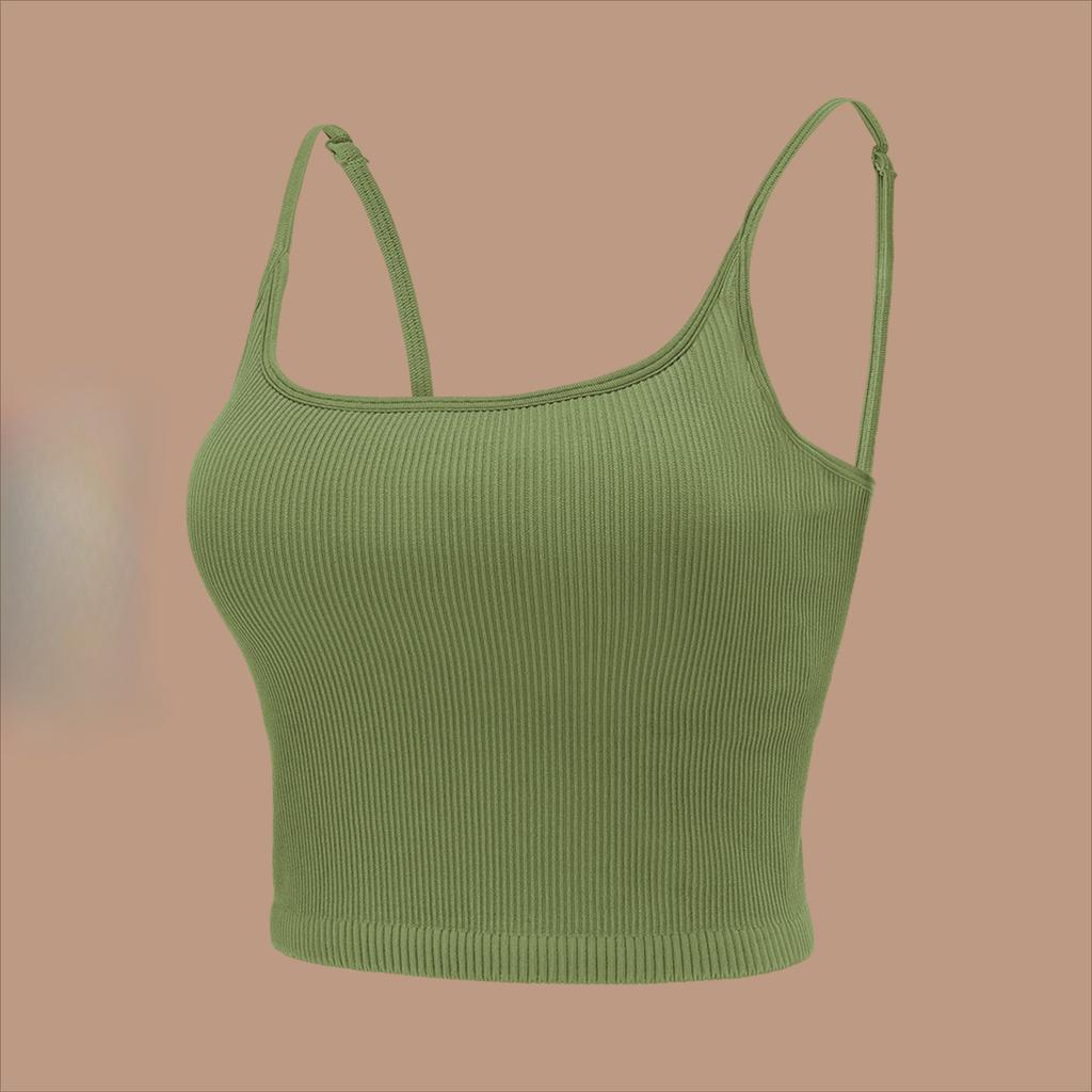 Women's Sports Underwear with Bra Pads Back Sling Sexy U-neck Thin Straps Yoga Tank Tops