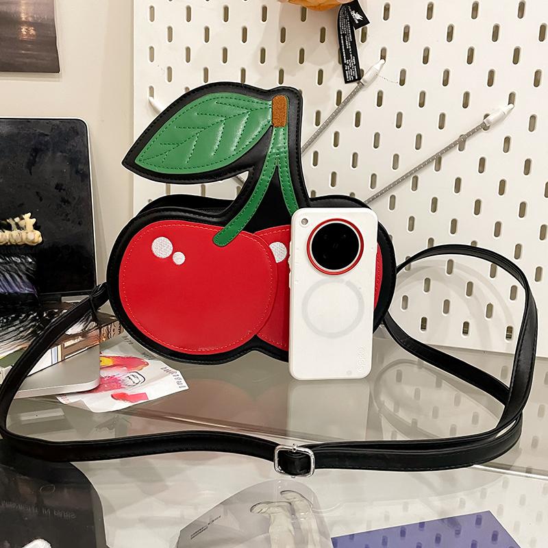 Kawaii Мода Сумка-клатч в форме вишни Женская Маленькая Вместимость Водонепроницаемая Красный Фрукт Сумки через плечо для женщин Креативная ПУ Сумка-кошелек на плечо