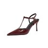 2025 New Women's Pointed Toe Sexy High Heels, Fashionable and Luxurious Patent Leather Ankle Clasp Women's Party Sandals