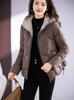 Loose short hooded cotton-padded clothes, women's light embossed cotton-padded jackets, middle-aged and elderly daily casual windproof and warm winter