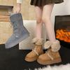 Women's Fashion Lightweight Soft Sole Winter Warm Fur One Snow Boots Padded Lining Non-slip Casual Sports Cotton Boots