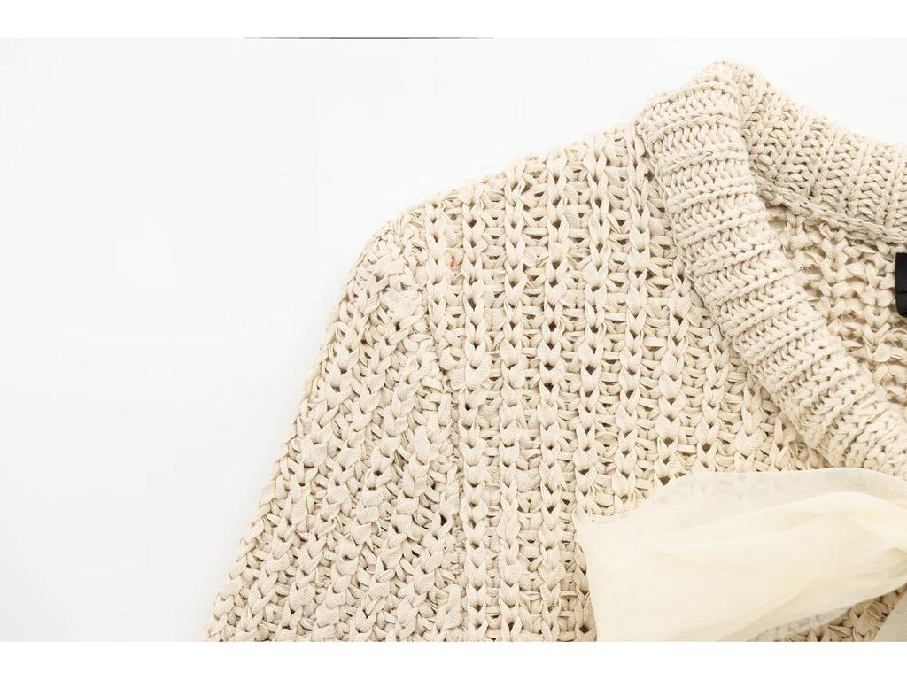 Spring 2025 Women's Fashion: European American Style Transparent Yarn Bow Brooch Cardigan