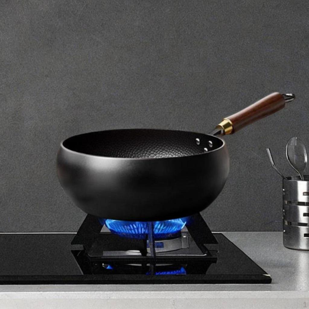 24 см железная сковорода Wok китайская кулинарная посуда для кипячения без покрытия газовая сковорода с плоским дном