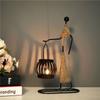 Creative Wrought Iron Hemp Rope Girl Lantern Candlestick