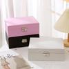 Luxury Double-Layer Jewelry Box with Lock for Necklaces, Rings, Earrings, and Accessories - Large Organizer for High-End Jewelry Gifts.