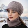 Женская теплая вязаная зимняя шапка Теплая шапка с подкладкой из флиса и защитой ушей с козырьком от солнца