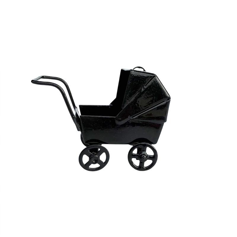 1:12 Кукольных миниатюр Модель детской коляски из кованого железа черного цвета Декор для сцены спальни кукольного домика Игрушки для ролевых игр Сделай сам