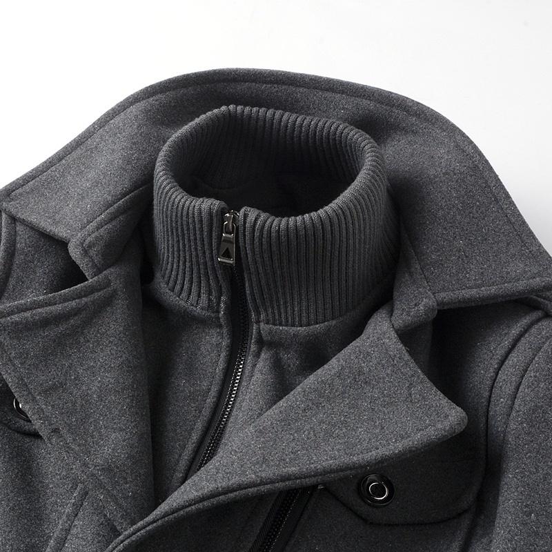 Мужская мода Теплые осенне-зимние куртки Тренч Herrenmantel Пальто для мужчин Двойной воротник Пальто Куртки Шерстяные куртки