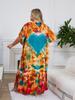EDOLYNSA Plus Size Loose Kaftan Dresses For Women 2024 Boho Printed Vacation Beach Coverup Summer House Dress Cozy V Neck Short Sleeve Loungewear