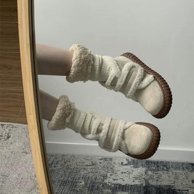 Высококачественная легкая женская новая зимняя верхняя одежда на толстой подошве, универсальные пушистые модные ботинки с напуском и утолщением