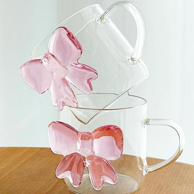 1 шт. 13 унций 400 мл Ceative прозрачная стеклянная чашка с кружкой кофе девушка бант стекло розовый декор милый U3U9