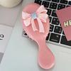 Pink Round Folding Comb With Mirror Portable Bow Decor Anti Static Pocket Hair Brush Cartoon Princess Style Handle Comb Girl