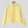 INCERUN Plus Size Men Casual Lapel Neck Long Sleeve Striped Loose Office Shirts