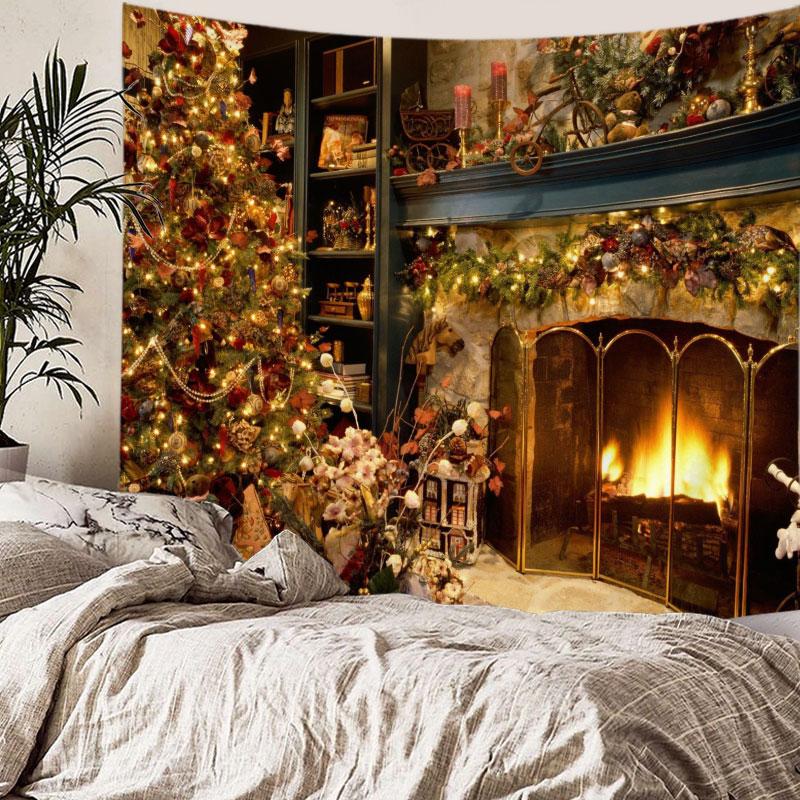Домашний декор Веселый рождественский Санта узор Печатный гобелен Рождественская елка Гобелен Декор для гостиной и спальни Фон Ткань