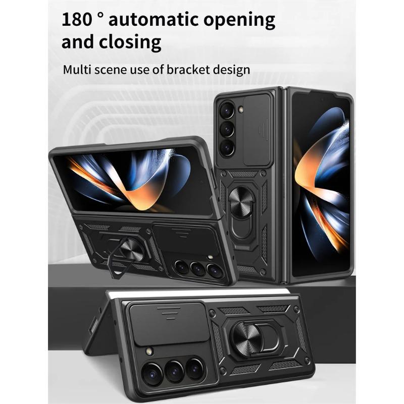 Броня противоударный чехол для Samsung Galaxy Z Fold 6 5 4 3 5G чехол с кольцом магнитный держатель металлическая подставка Foldbale