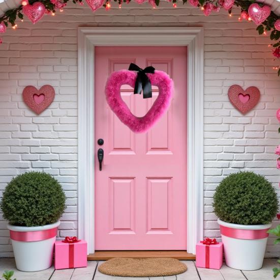 Yousheng Valentine's Day Heart Garland Door Banner Festive Party Decor for Wall Window Plastic Indoor Outdoor Decoration for Romantic Celebration