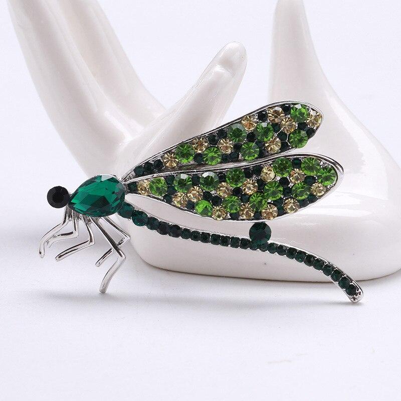 Blucome Fashion Diamond Dragonfly Brooch Creative Alloy Insect Pin Versatile Suit Women Jewelry Accessories