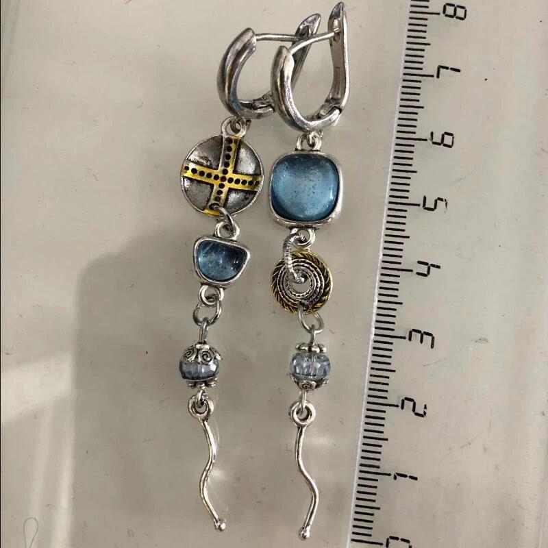 Длинные висячие серьги для женщин, индийские этнические крестообразные металлические винтажные серьги, ювелирные изделия, новинка 2023 года