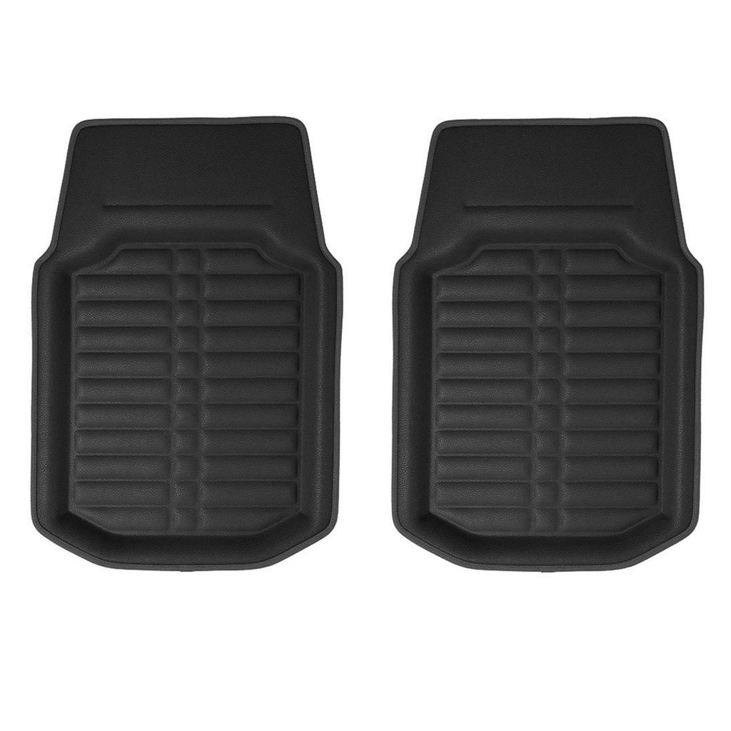 FH Group Group Solid Black PU Leather Front Floor Mats with Deep Rim Universal Fit for and Trucks Imported from (FH International) Design, Sedans,