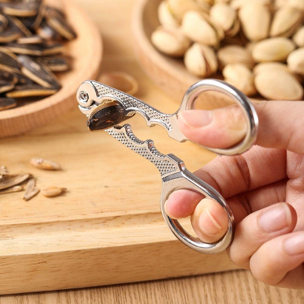 Multi-Function Walnut Pine Sheller Opener Kitchen Clamp Stainless Steel Nutcracker
