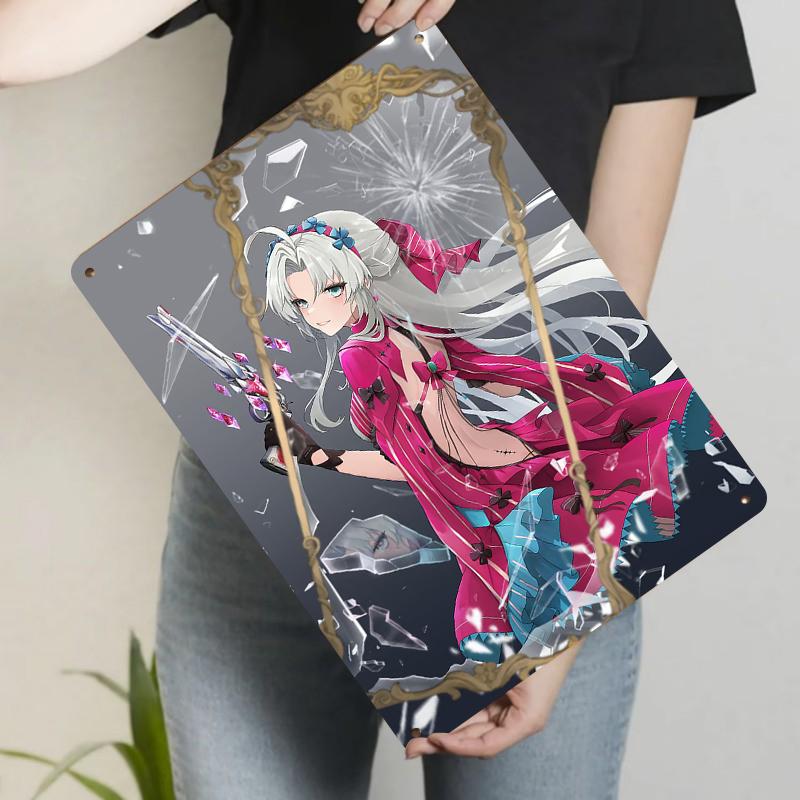 Anime Girl Custom Metal Wall Art Decorative Painting for Living Room Bedroom Creative Home Decor Birthday Gift