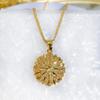 CMM Two-Piece Set Of Luxurious Golden Round  Circle Carved Pendant Necklace Earrings Women's Party Jewelry Accessories