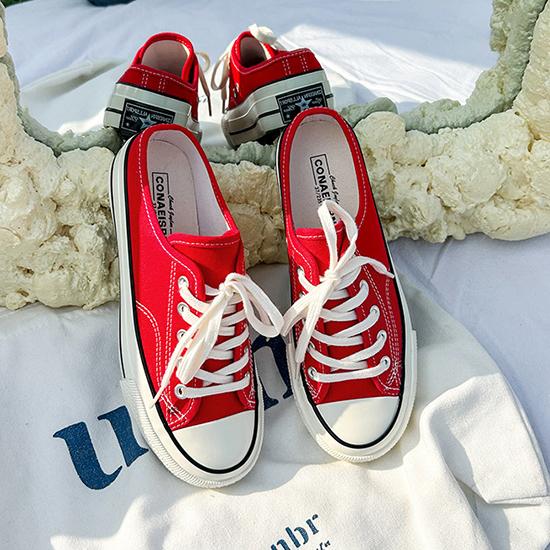 Полутапочки, парусиновая обувь, универсальные маленькие белые туфли для студенток, летняя корейская повседневная обувь, модная парусиновая обувь