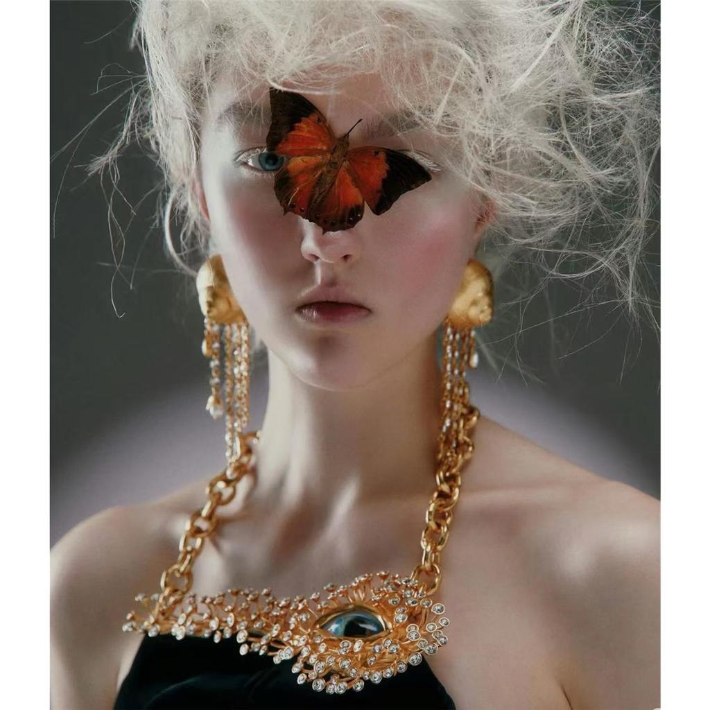 Tooxika Французский Парижский Стиль Индивидуальность Взрыв Глаза Полные Бриллиантов Ожерелье Легкая Роскошь Высокое Чувство Моды Подиум Цепочка на Ключицу для Женщин