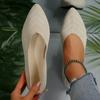 New Spring and Summer Solid Color Pointed Flat Bottom Comfort Ladies Shoes Soft Bottom Large Casual Breathable Women's Knitted Shoes