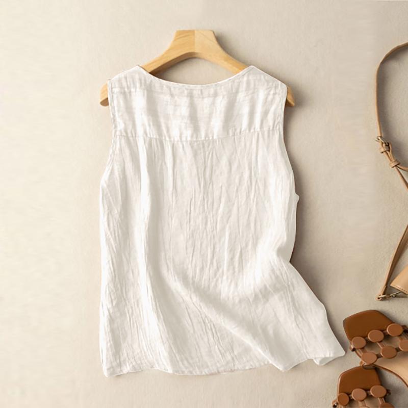 ZANZEA Женские летние хлопковые повседневные майки без рукавов с круглым вырезом