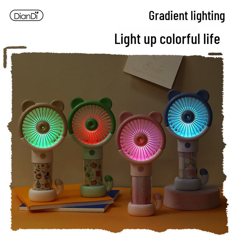 Children's USB Rechargeable Handheld Fan with Light - Quiet, Portable, High Wind Power