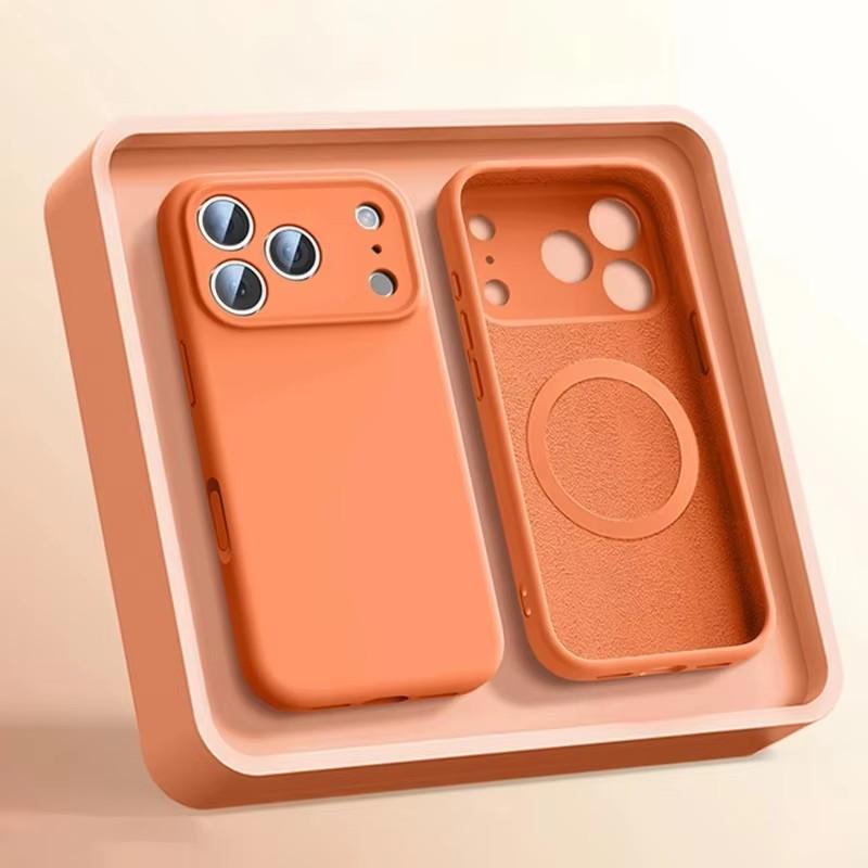 Оригинальный жидкий силикон для чехла Magsafe для iPhone 17 16 15 14 12 13 17 Pro Max Air Магнитная беспроводная зарядка Мягкое покрытие под кожу