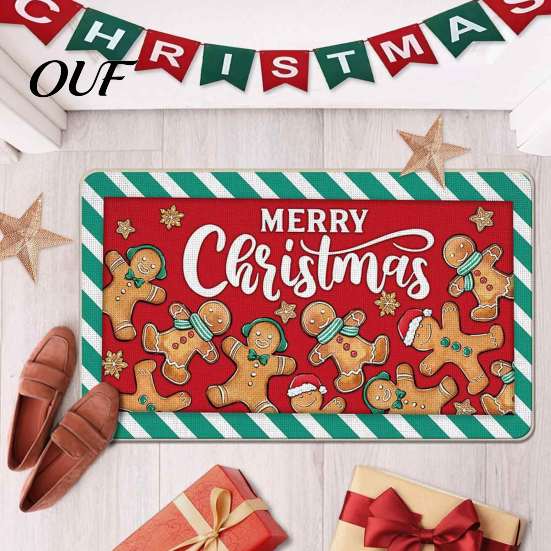 Winter Home Decor Entry Mat Christmas Door Mat, Festive Entrance Rug, 35" x 24" Non-Slip Washable Indoor Floor Welcome Water Absorbent Rug for Kitchen