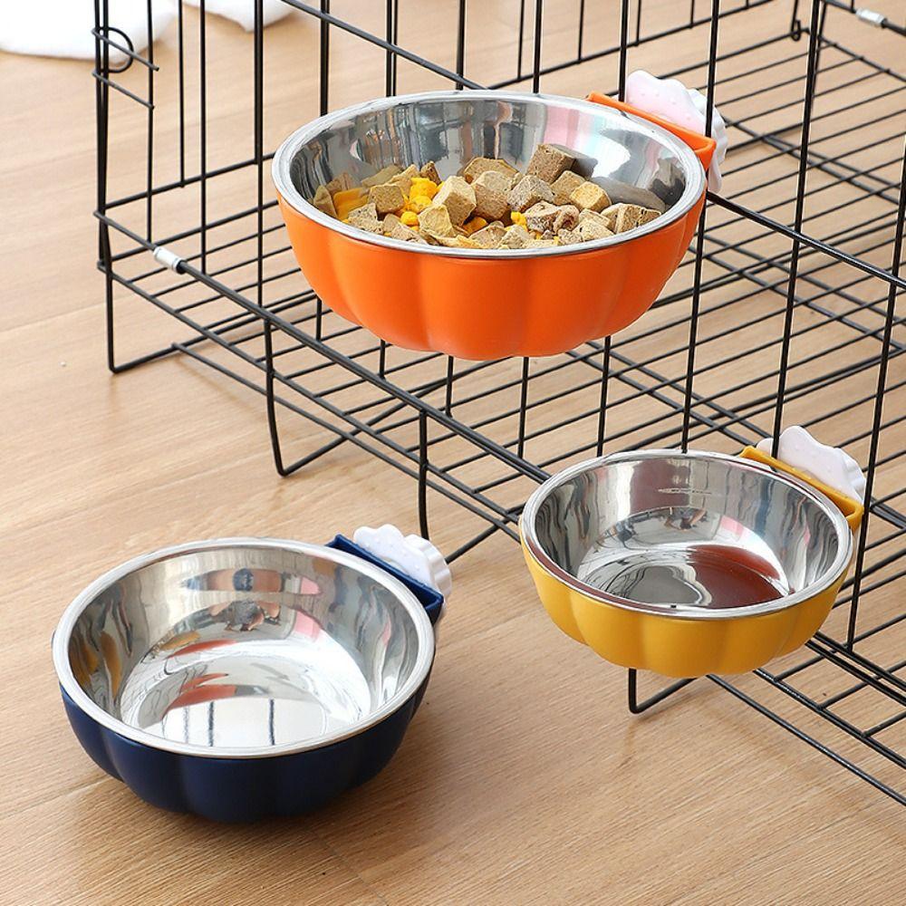 Stainless Steel Pet Cage Bowl Hanging Design Pet Food Basin Detachable Pet Feeding Bowl Cat Dog