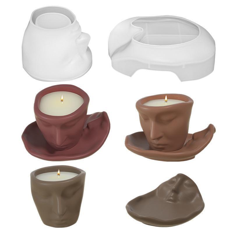 Абстрактная форма для хранения лица, форма для цветочного горшка, форма для человеческого лица, сделай сам, эпоксидная смола, цемент, гипс, контейнер для свечей, чашка, силиконовая форма, садоводство, декоративные поделки