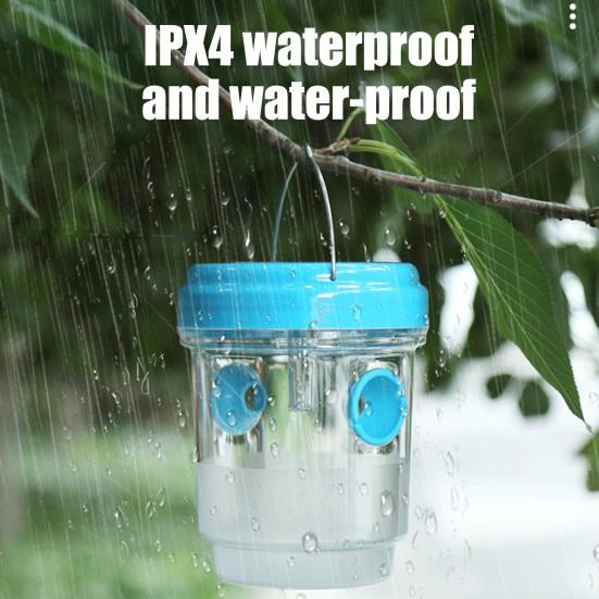 2Pcs Wasp Traps with Solar LED Light Auto ON/OFF Easy To Install Reusable Outdoor Hanging Fruit Fly Traps Insect Catchers