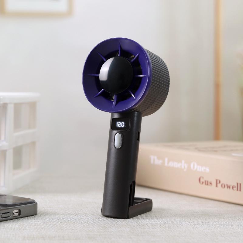 2026 Digital Display Handheld Fan: Portable with Hook, 120-Speed Stepless Regulation, Turbo Function, Vertical Screen.